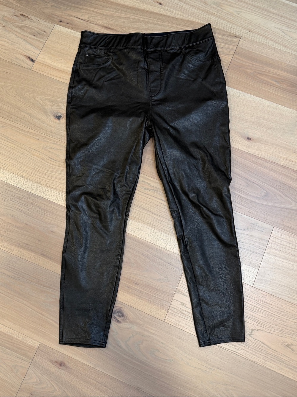 SPANX Men's Black Faux Leather Bomber Jacket
